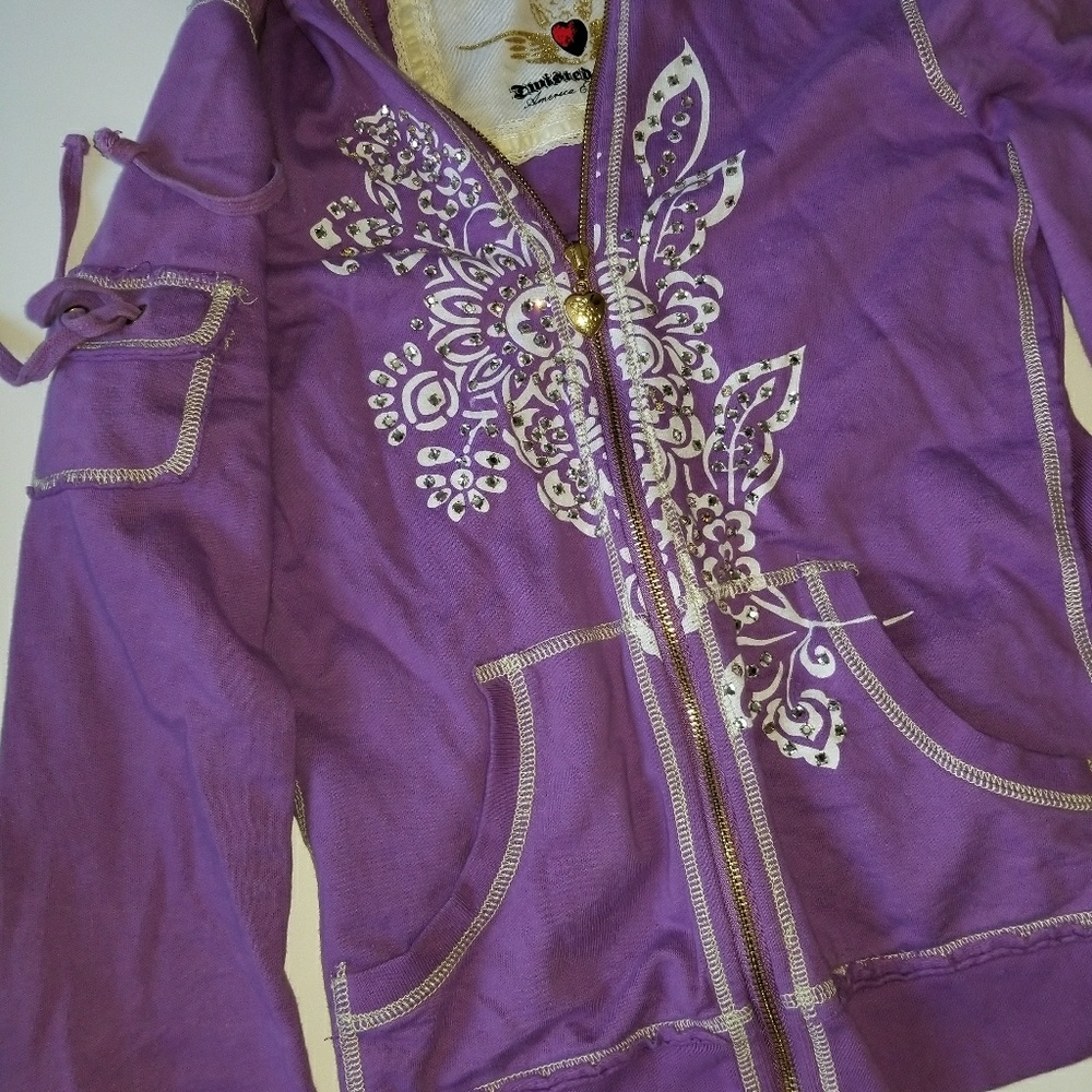 Twisted Heart purple embellished sweat jacket